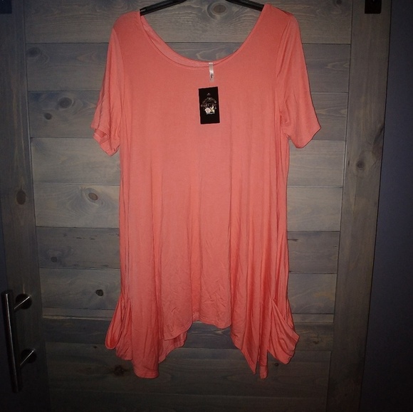 October Love Dresses & Skirts - Coral Relaxed Pocket Dress